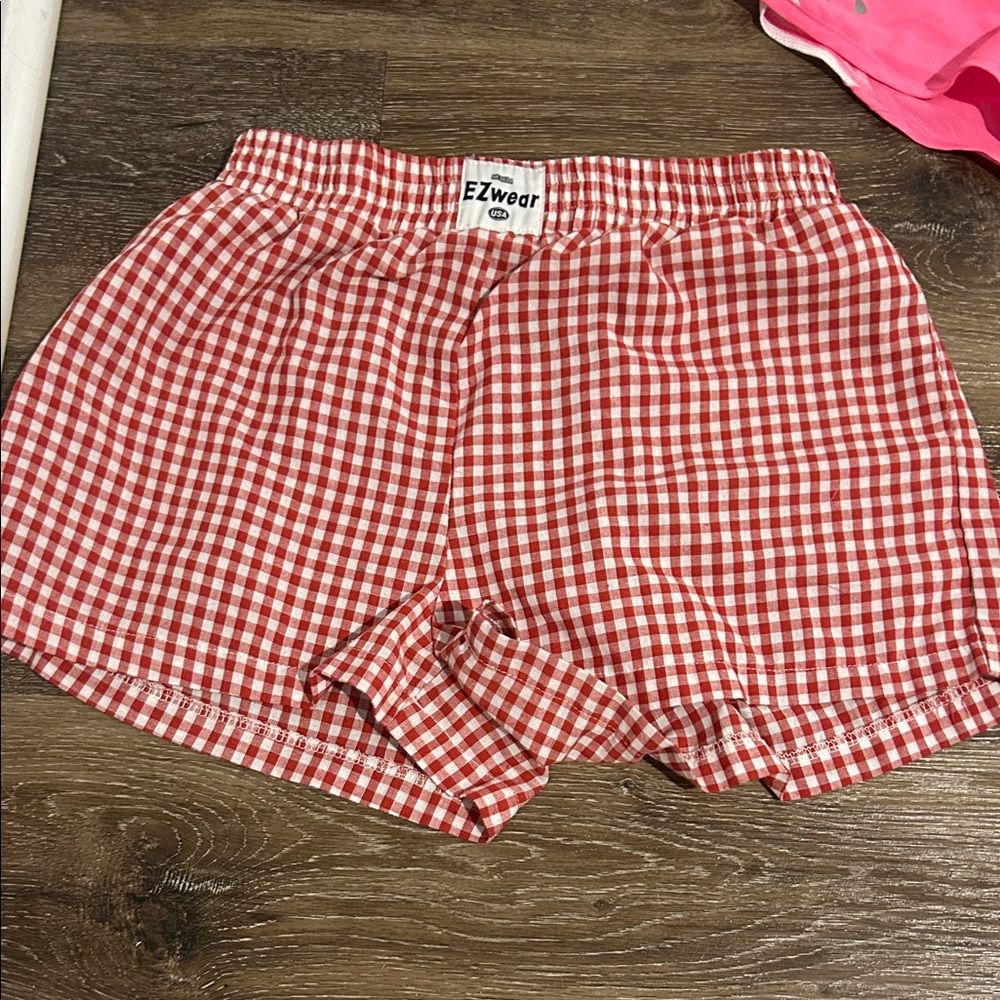 SHEIN Red Checkered Athletic Shorts